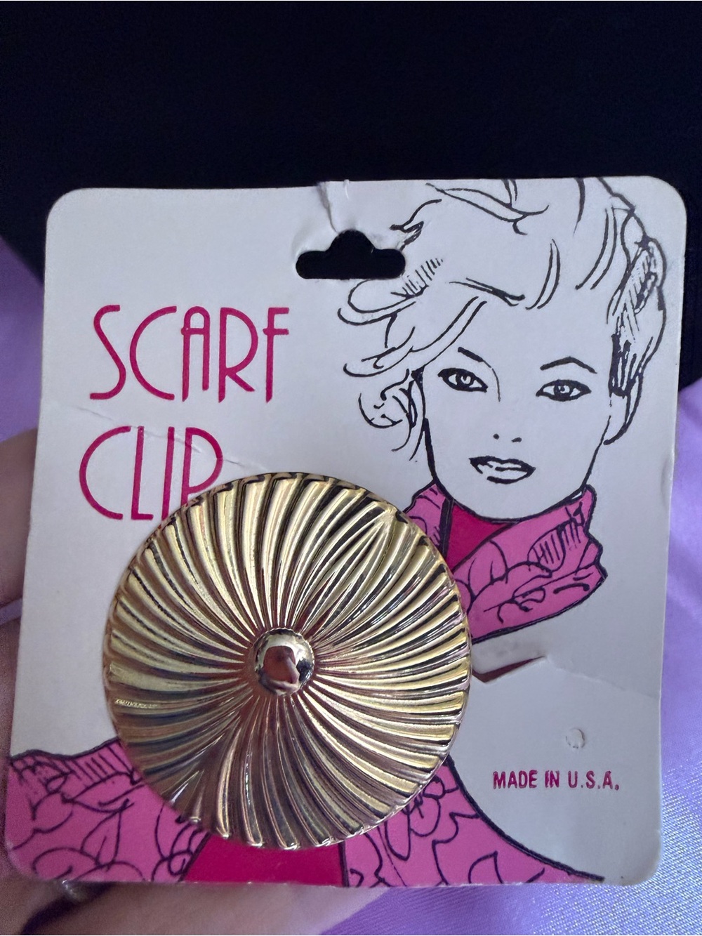 Vintage Jeri-Lou Radiant Gold Round Scarf Clip 1970-1980’s